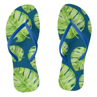 Muster Niedlich Chic Banana Leaf Green Blue Flip Flops