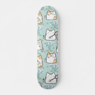 Muster Niedlich Kawaii Katzen Pflanze Schmetterlin Skateboard