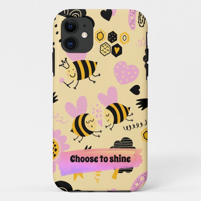 Muster niedliche Bienen iPhone Case (Rückseite)