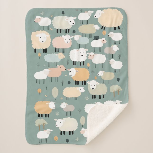 Muster Niedliche Schafpastelfarben Minimal Sherpadecke (Vorderseite)
