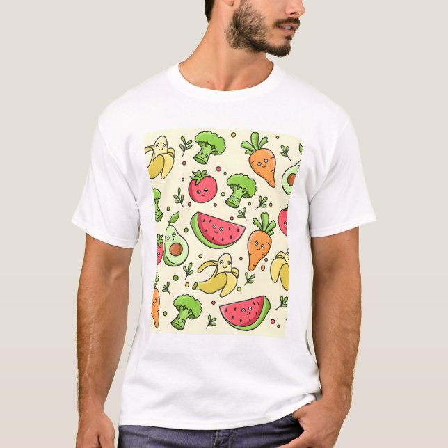 Muster Obst und Gemüse T-Shirt (Vorderseite)