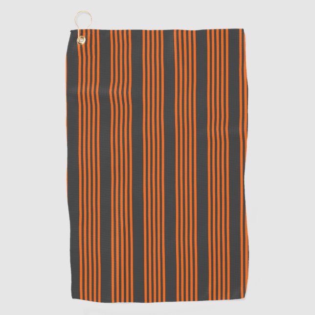 Muster Orange und Kohle, fünf Streifen Golfhandtuch (Vorderseite)