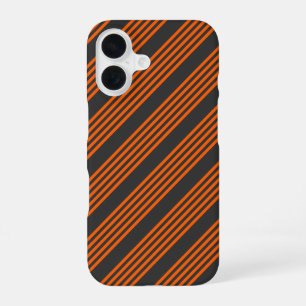 Muster Orange und Kohle, fünf Streifen iPhone 16 Hülle