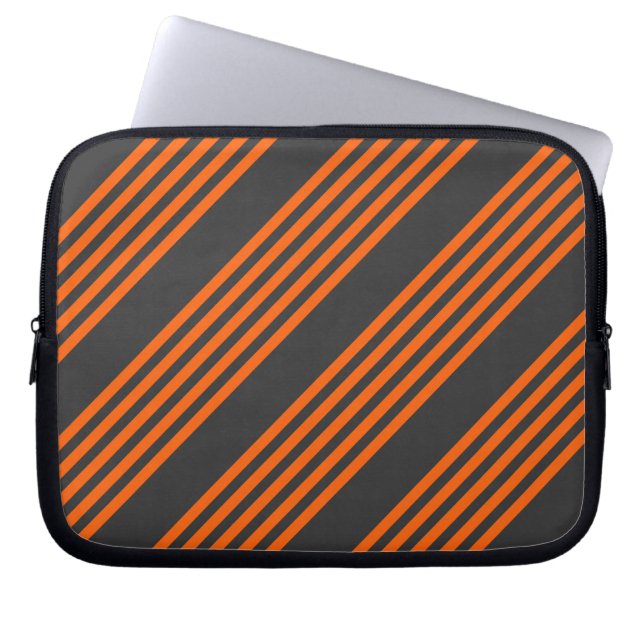Muster Orange und Kohle, fünf Streifen Laptopschutzhülle (Vorderseite)