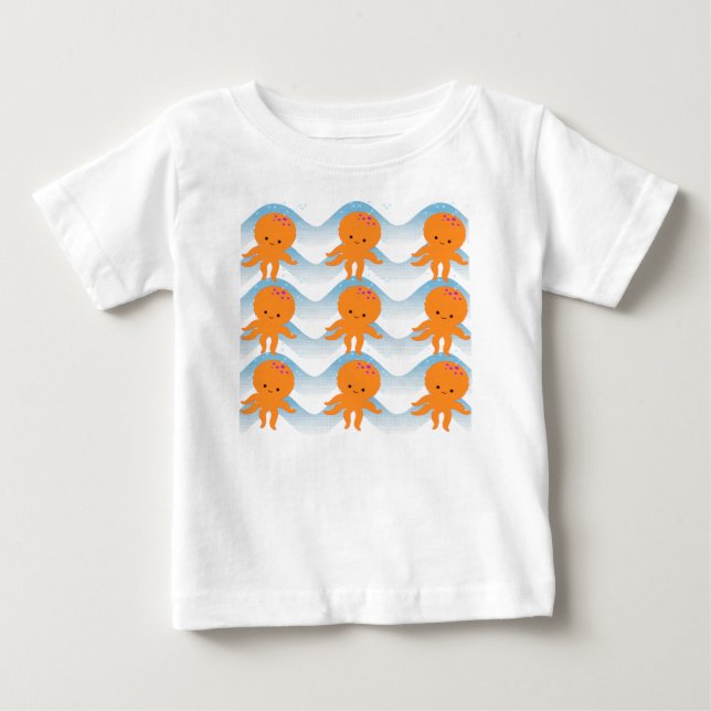 Muster Orangen- und Blauwellen Baby T-shirt (Vorderseite)