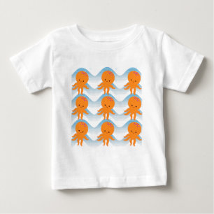 Muster Orangen- und Blauwellen Baby T-shirt