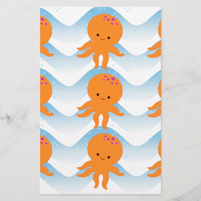 Muster Orangen- und Blauwellen Briefpapier (Vorderseite)
