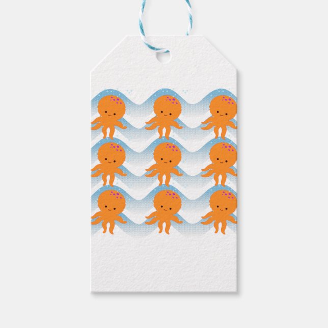 Muster Orangen- und Blauwellen Geschenkanhänger (Vorderseite)