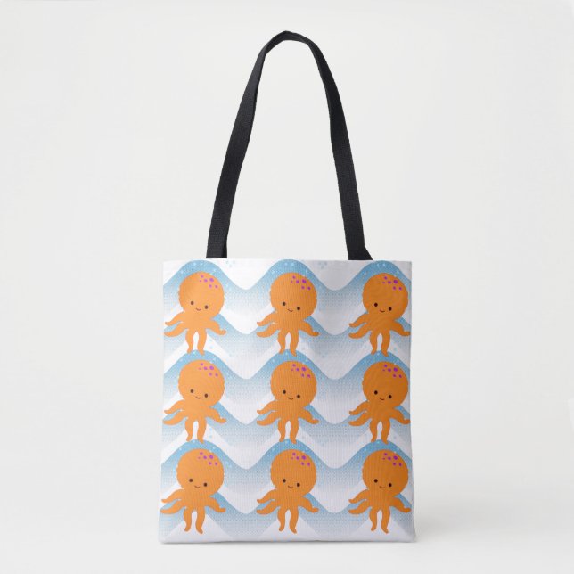 Muster Orangen- und Blauwellen Tasche (Vorderseite)