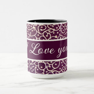 Muster Ornamente weinrot, weiß Tasse