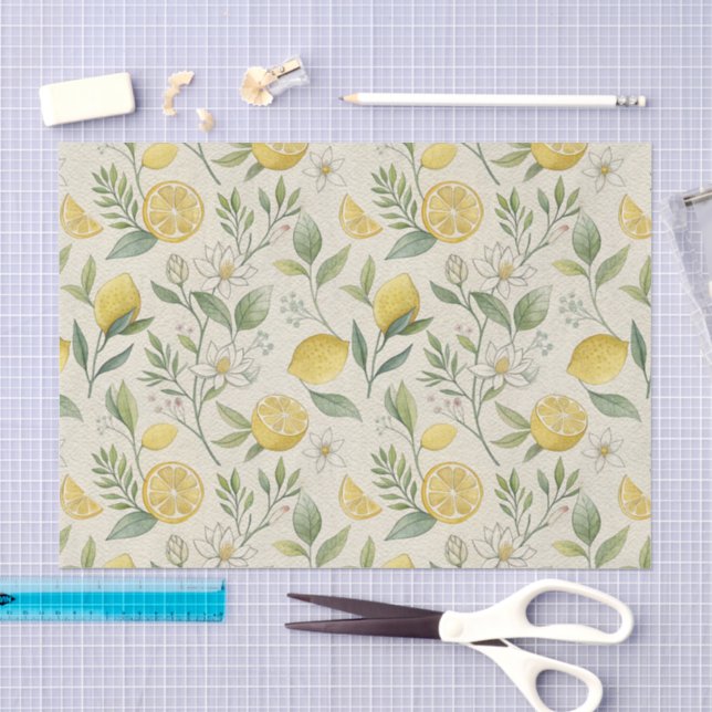 Muster-Papiere für Zitronen und Blume Seidenpapier (Handwerk)