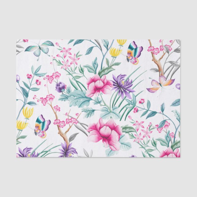 Muster-Papiermuster für Flor- und Schmetterlinge Seidenpapier (Vorderseite)