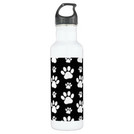 Muster, Paw-Prints, Hundeschrauben, Schwarz und We Edelstahlflasche
