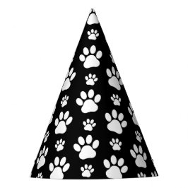 Muster, Paw-Prints, Hundeschrauben, Schwarz und We Partyhütchen