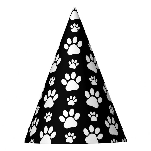 Muster, Paw-Prints, Hundeschrauben, Schwarz und We Partyhütchen (Vorderseite)