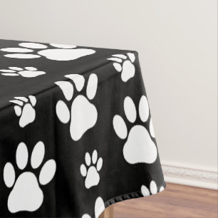 Muster, Paw-Prints, Hundeschrauben, Schwarz und We Tischdecke