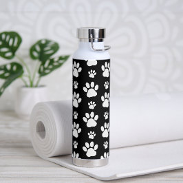 Muster, Paw-Prints, Hundeschrauben, Schwarz und We Trinkflasche