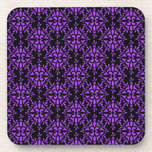 Muster Periwinkle und Black Damask Untersetzer