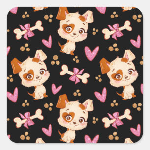 Muster Pets Niedlich Funny Puppy Lover Quadratischer Aufkleber