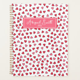 Muster-Planer für niedliche rosa und rote Herzen Planer