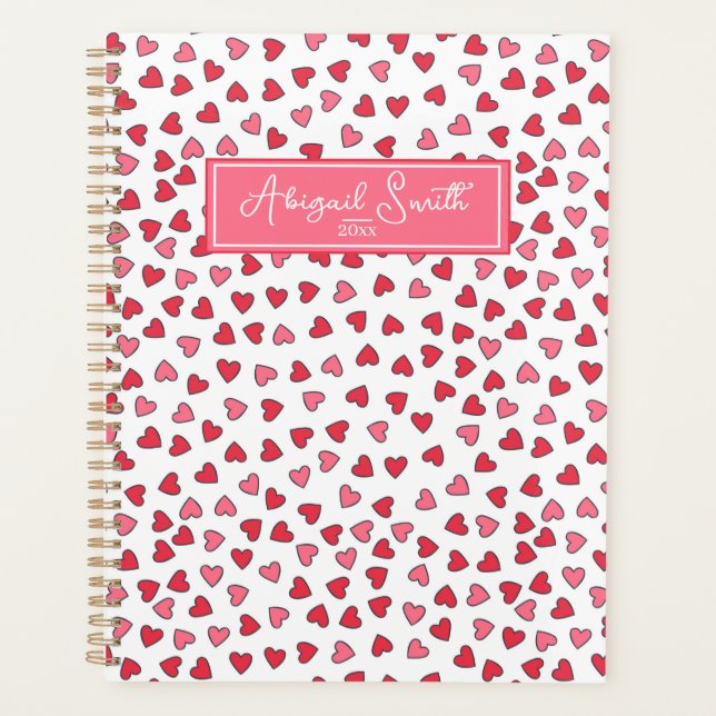 Muster-Planer für niedliche rosa und rote Herzen Planer (Vorderseite)