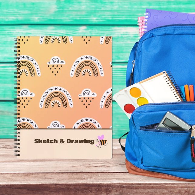 Muster Rainbows auf gelben Notebooks Notizbuch (Von Creator hochgeladen)