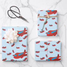 Muster Red & Blue Geschenkpapier Set