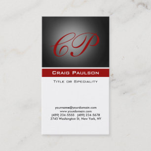 Muster Red Schwarz-weiß Monogram Business Card Visitenkarte