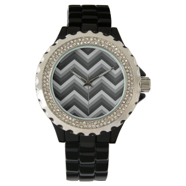 Muster Retro Zig Zag Zickzack Armbanduhr (Vorderseite)