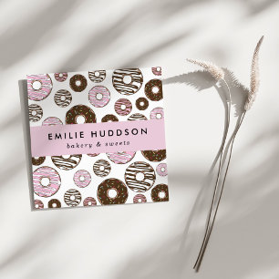 Muster rosa Donuts, Kuchenladen, Konditorei Quadratische Visitenkarte
