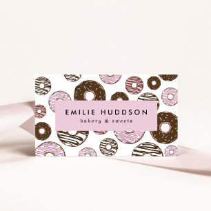 Muster rosa Donuts, Kuchenladen, Konditorei Visitenkarte