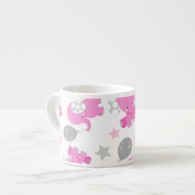 Muster rosa Elefanten, Niedliche Elefanten, Sterne Espressotasse (Vorderseite Links)