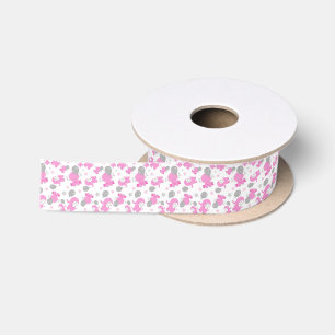 Muster rosa Elefanten, Niedliche Elefanten, Sterne Satinband