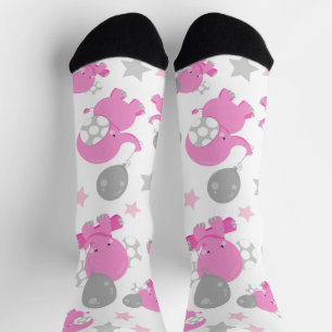 Muster rosa Elefanten, Niedliche Elefanten, Sterne Socken