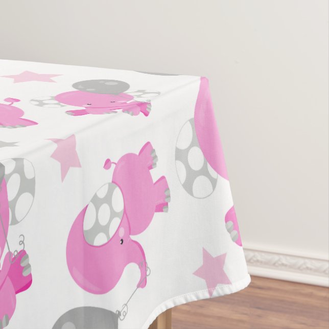 Muster rosa Elefanten, Niedliche Elefanten, Sterne Tischdecke (Beispiel)