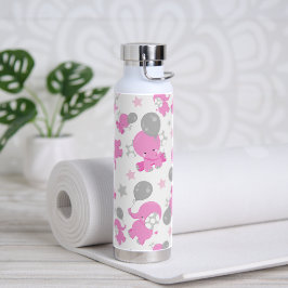 Muster rosa Elefanten, Niedliche Elefanten, Sterne Trinkflasche