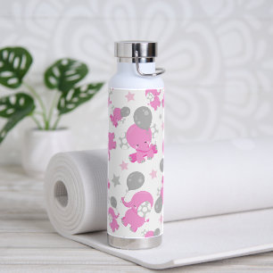 Muster rosa Elefanten, Niedliche Elefanten, Sterne Trinkflasche