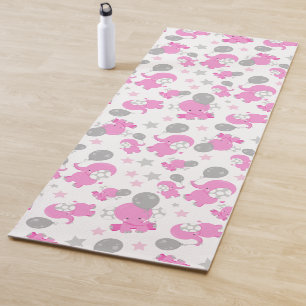 Muster rosa Elefanten, Niedliche Elefanten, Sterne Yogamatte