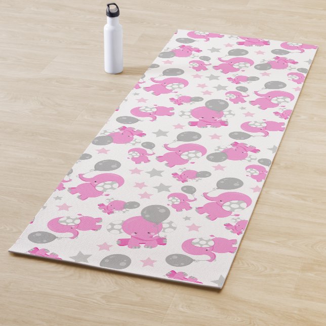 Muster rosa Elefanten, Niedliche Elefanten, Sterne Yogamatte (Beispiel)