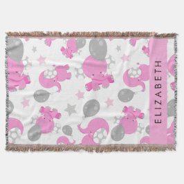 Muster rosa Elefanten, Sterne, Ihr Name Decke