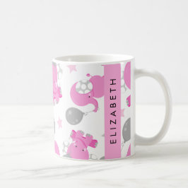 Muster rosa Elefanten, Sterne, Ihr Name Kaffeetasse