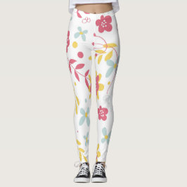 Muster Rosa, Golden & Light Blue Blumen Leggings