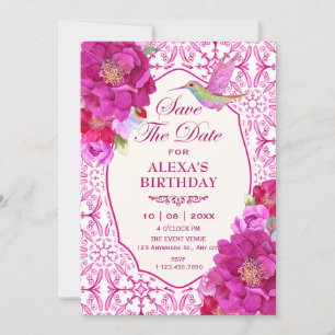 Muster Rosa künstlerische Fliese floral Save The Date