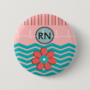Muster-Rosa und Blau RN Zickzack Button
