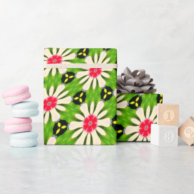 Muster Rosa und Weiße Blume Geschenkpapier (Babyparty)