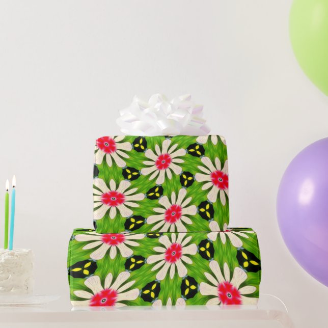 Muster Rosa und Weiße Blume Geschenkpapier (Partygeschenke)