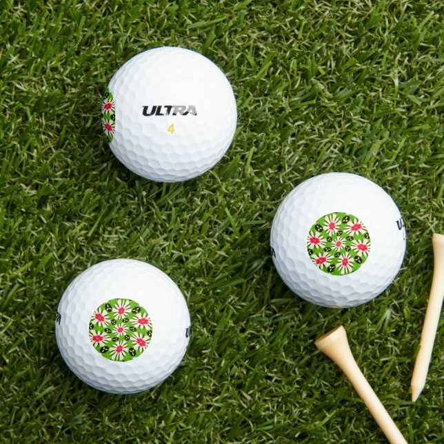 Muster Rosa und Weiße Blume Golfball (Insitu Gras)