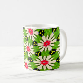 Muster Rosa und Weiße Blume Kaffeetasse