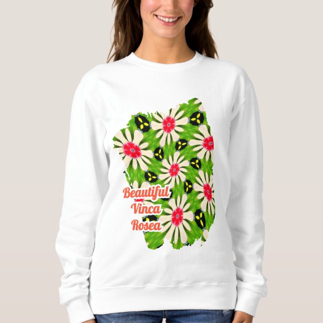 Muster Rosa und Weiße Blume Sweatshirt (Vorderseite)