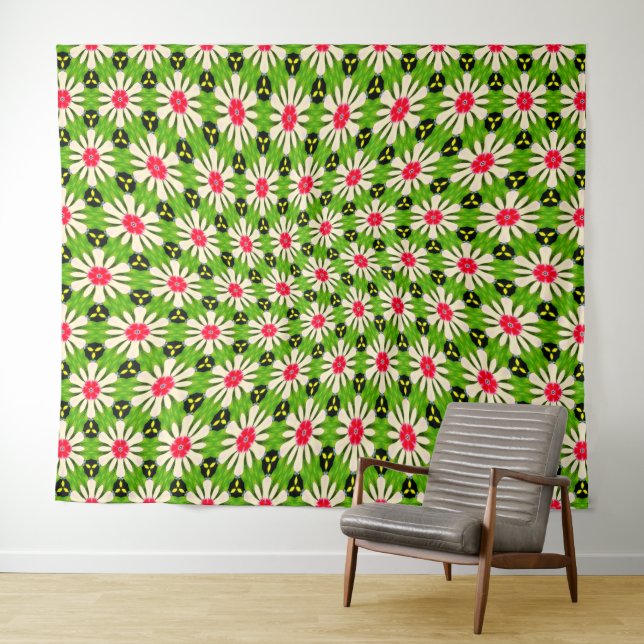 Muster Rosa und Weiße Blume Wandteppich (Beispiel (Horizontal))